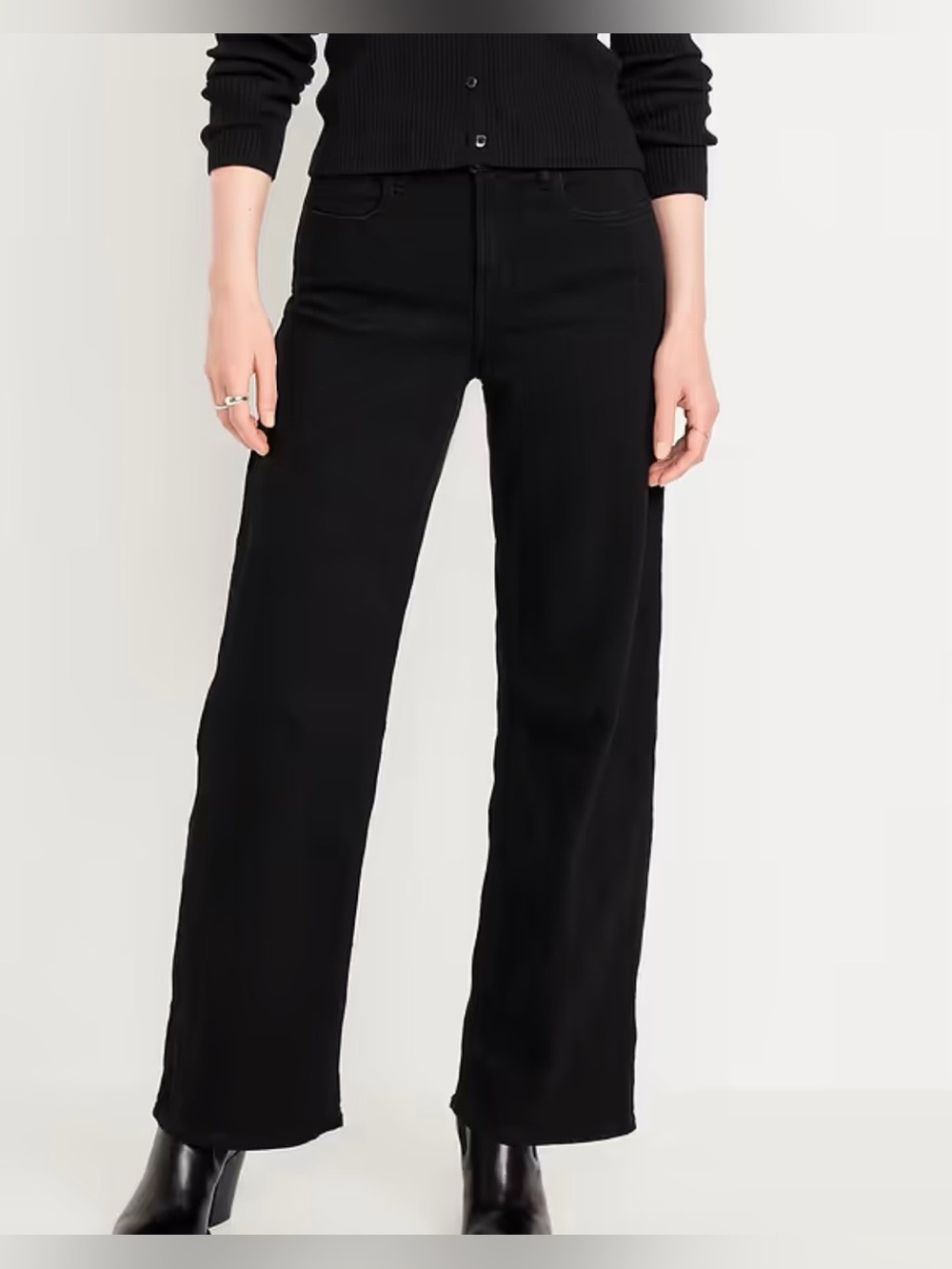 OLD NAVY Black High-Rise WOW Wide-Leg Jean (10)